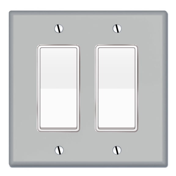 WIRESTER 2-Gang Decorator Light Switch Plate/Wall Plate Cover, Solid Light Gray