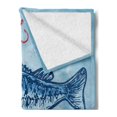 thumbnail image 2 of Fishing Soft Flannel Fleece Throw Blanket, Trout Fish Pictogram with USA National Flag Theme Background Hook and Stars, Cozy Plush for Indoor and Outdoor Use, 50" x 70", Multicolor, by Ambesonne, 2 of 5