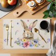 thumbnail image 2 of Bunny Easter Placemats Set of 6, Spring Floral Pastoral Rabbits Rustic Placemats for Dining Table, Place Mats for Kitchen Tabletop, Waterproof Wipeable Dining Table Mats Set, 2 of 9