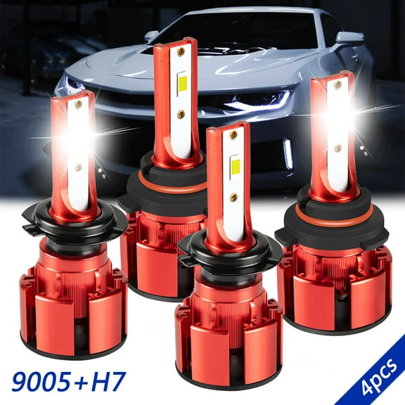 For Kia Forte 2017 2018 LED Headlight 9005 High H7 Low Beam Bulbs Kit 6000K White 4x