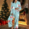 thumbnail image 5 of Christmas Pajamas Women's Two-Piece Christmas Pajamas Long Sleeve Button Shirt and Pants Set Home Clothes, 5 of 9