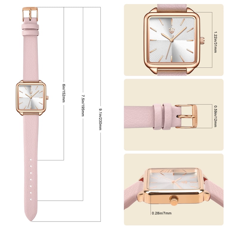 Woman Watch Elegant Square Dial Watches with Leather Strap  display picture 1