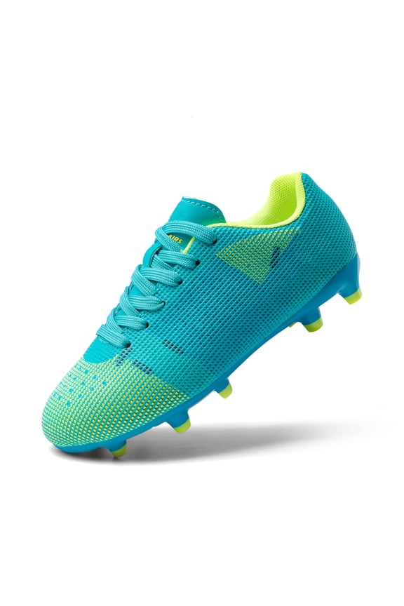 Boys Girls Soccer Cleats Kids Football Shoes Toddler/Little Kid/Big Kid SDSO224K BLUE/NEON GREEN Size 6