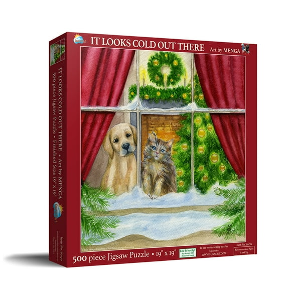 SUNSOUT INC - It Looks Cold Out There - 500 pc Jigsaw Puzzle by Artist: Menga - Finished Size 19" x 19" Animals - MPN# 60770