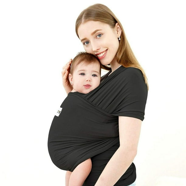 Acrabros Baby Wrap Carrier,Manos libres portabebés Sling,Ligero,Transpirable,Suavidad,Perfecto para bebés recién nacidos y bebés Regalo de ducha,Negro