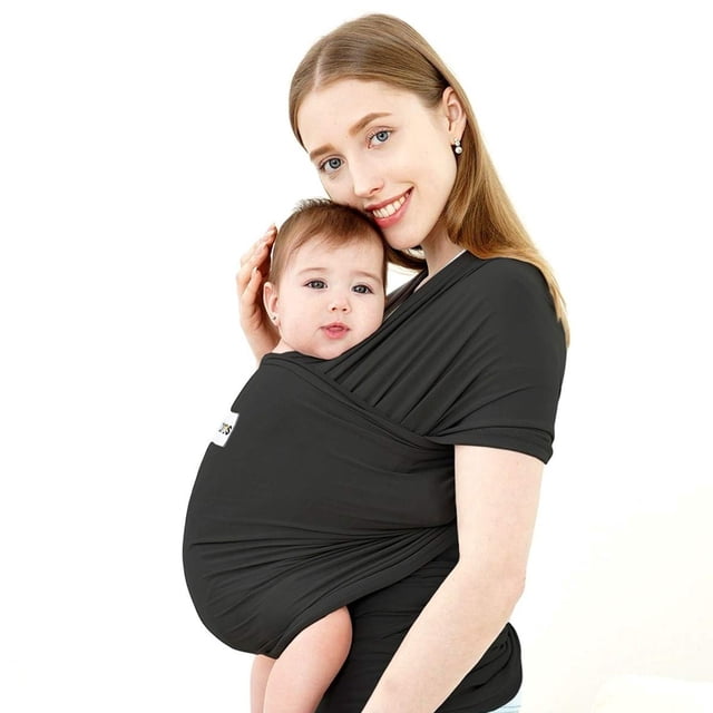 Acrabros Baby Wrap Carrier,Manos libres portabebés Sling,Ligero,Transpirable,Suavidad,Perfecto para bebés recién nacidos y bebés Regalo de ducha,Negro