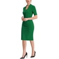 thumbnail image 4 of Vestido ajustado de mujer Inspire Chic con cuello en V, mangas cortas, vestido midi bodycon para el trabajo, talla XL, color verde, 4 of 5