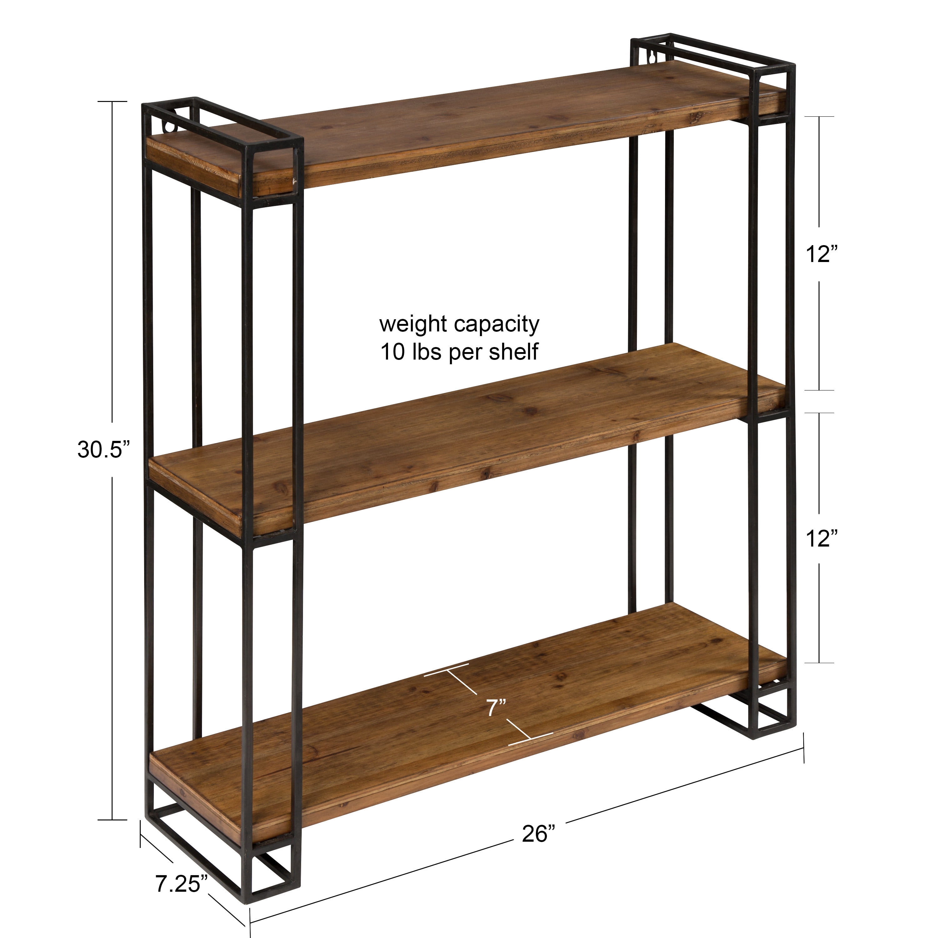 Kate and Laurel Lintz Floating Wall Shelves, 30-1/2"H x 26"W x 7-1/4"D, Brown/Black