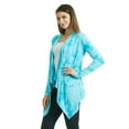 thumbnail image 4 of Made by Johnny Women's Off-Duty Open Front Tie Dye Cardigan L AQUA, 4 of 6