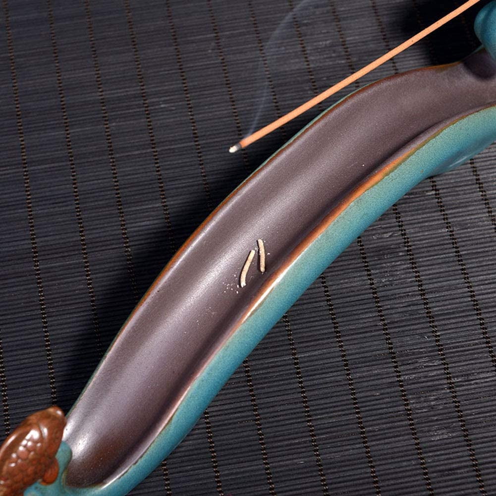 Cute Incense Holder Fish, Ceramic Incense Stick Holder Double Incense Burner, Funny Long Incense Ash Tray for Home Decoration, Yoga. Meditation, Tea