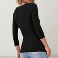 thumbnail image 5 of Women 3/4 Sleeve T Shirts Rib Knit Slim Fit Tops Basic Tee 2026 Fall Outfits Casual T-Shirt Underscrubs Layer Clothes Black 2XL, 5 of 5