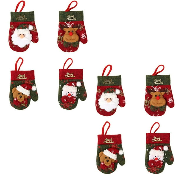 Juego de 8 cubiertos navideños, muñeco de nieve, Papá Noel, alce, cuchillo y tenedor, funda para bolsa, cubiertos, soporte para cubiertos, Navidad, Año Nuevo, decoración de mesa, adornos, guantes