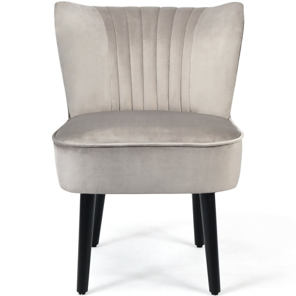 Finihen Upholstered Modern Armless Club Chairs, Set of 2 Upholstered Modern Leisure Club Chairs with Solid Wood Legs, Leisure Chairs Slipper Chairs for Living Room Bedroom, Brown