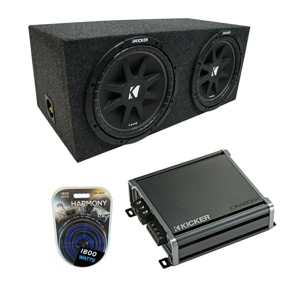 Universal Car Stereo Rearfire Sealed Dual 12 Kicker Comp C12 Sub Box CXA8001 Amp