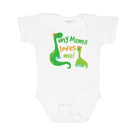 

Inktastic My Mema Loves Me Grandson Dinosaur Gift Baby Boy Bodysuit