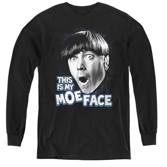 Three Stooges - Moe Face - Youth Long Sleeve Shirt - Medium