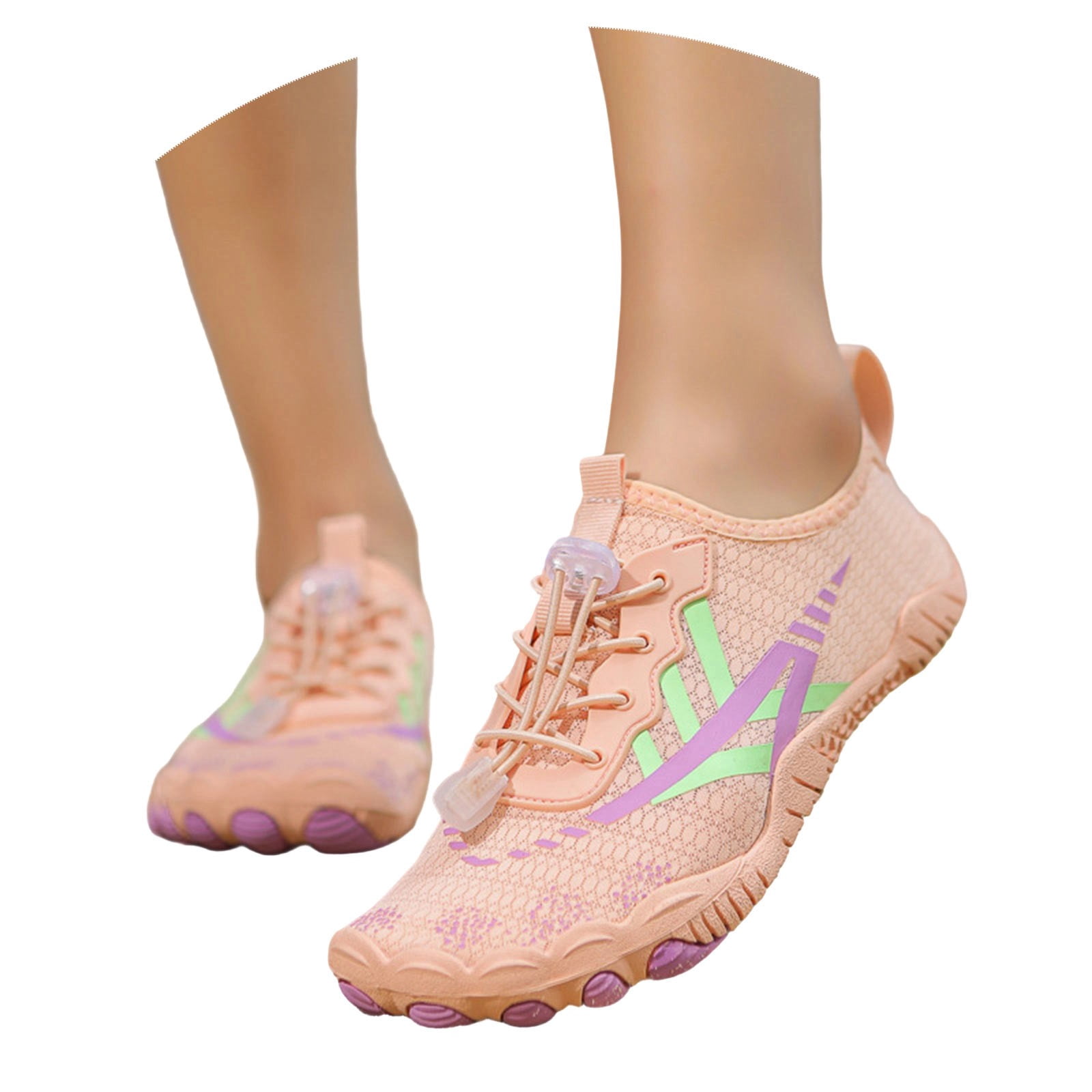 Women's Outdoor -Sport Sneakers Water Shoes for Hiking Walking Cycling Fishing Beach - Non- Breathable Quick-Drying Lightweight Comfortable with Elastic Lock Lace System