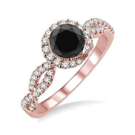 - Designer 1.25 Carat Diamond Engagement Ring for Women in 14k Rose Gold Antique Halo Black Diamond Engagement Ring for Her