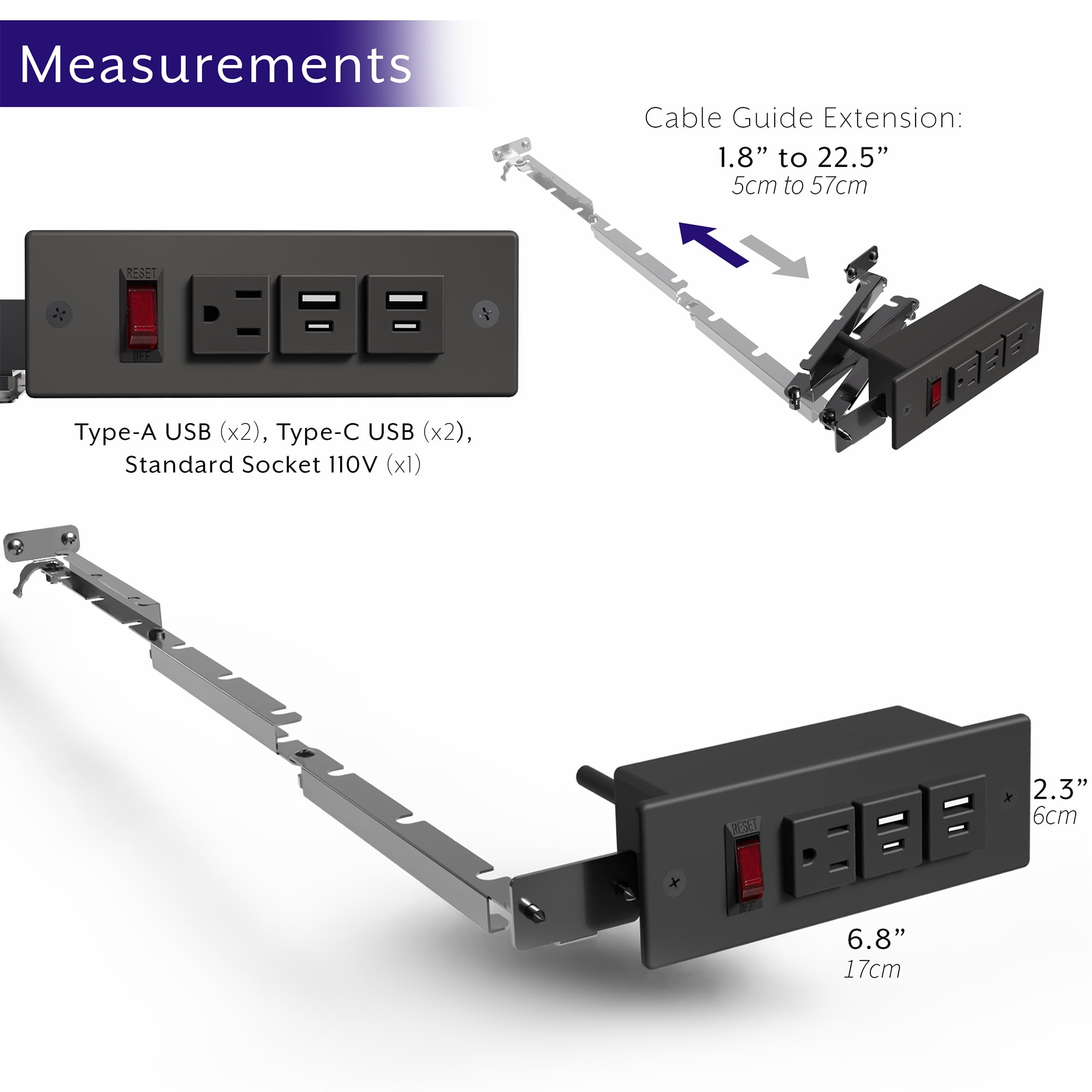 Life Finds Compact In-Drawer Outlet Charging Station Power Strip