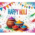thumbnail image 3 of Colorful Theme Happy Holi Festival Banner Decorative Design Colored Powder Polyester Material for Festival Celebration Outdoor Event Party Decoration, 3 of 7