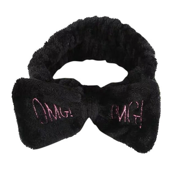 UJNDER Letter OMG Hair Tie Bow Face Wash Makeup Headband Accessories for Women Hair Accessories Black