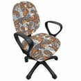 thumbnail image 1 of Vintage Office Chair Slipcover, Paisley Inspired Swirls Curls Floral Abstract Botanical Oriental, Protective Stretch Decorative Fabric Cover, Standard Size, Orange Pale Blue Cream, by Ambesonne, 1 of 5
