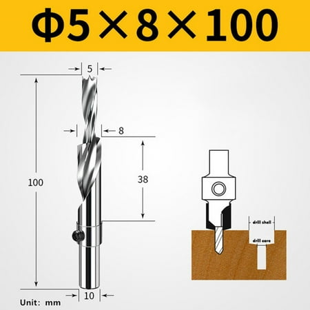 

Fule Woodworking Salad Drill 10mm Shank Countersunk Head Two-stage Stepped Drill Bit