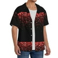 thumbnail image 2 of Balery Red Glitter1 Camisa Casual de Manga Corta con Botones para Hombre, Texturizada, Estilo Cubano, para Playa, Verano-Medium, 2 of 5