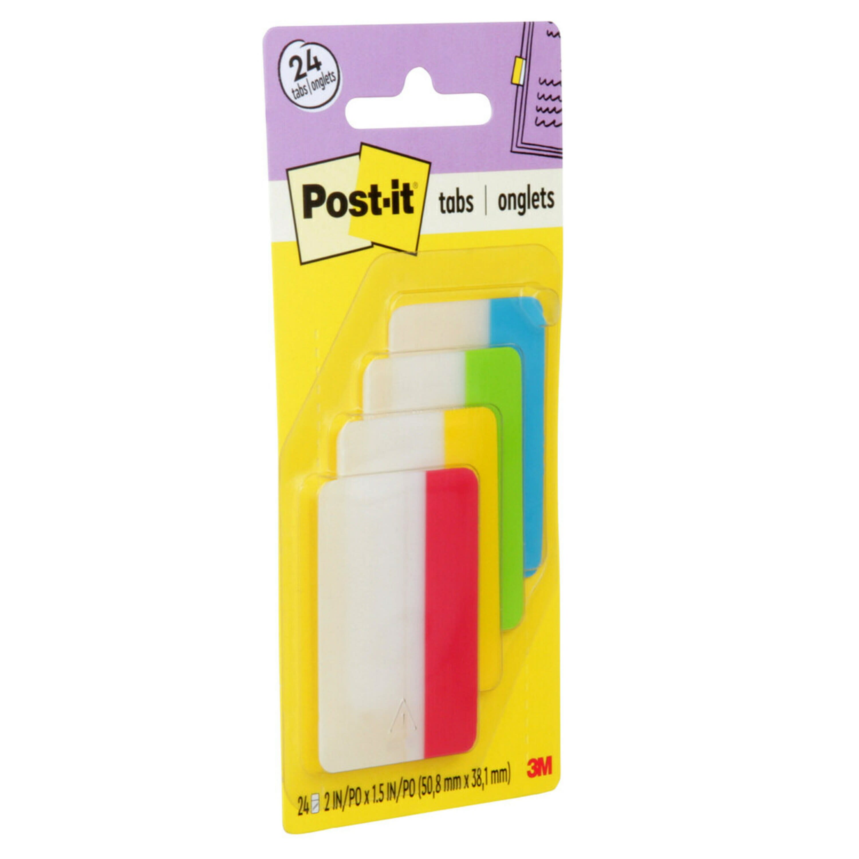 Post-it Durable Tabs 686-ALYR, 2 in x 1.5 in (50,8 mm x 38 mm)