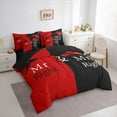 thumbnail image 3 of Manfei Mr Mrs Twin Bedding Sets 7-Piece,Couple Valentine Day Bedding Comforter Set,Red Black Sheet Sets For Men Women,Ultra Soft Home Decor Reversible, 3 of 8