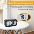 thumbnail image 5 of Despertador, pequeño despertador digital, pantalla LCD de 5,1 pulgadas con cargador USB, repetición de alarma, minutos, calendario de fecha, alarma de temperatura, negro, 5 of 5