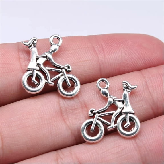 HOOUN 110 Pcs Antique Silver lovers bicycle Charms Pendant 21x18MM C15169