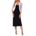 thumbnail image 2 of INSPIRE CHIC Floral Lace Shrugs for Women's 3/4 Sleeve Cropped Open Front Elegant Bolero Cardigan XS White, 2 of 6