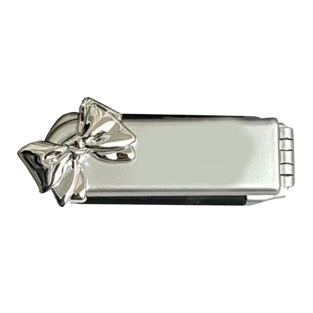 Cepillo de Pelo Plegable Portátil con Espejo Lindo Lazo Decorativo Viajes Compacto Bolsillo Cojín Cepillo de Pelo Herramienta de Peinado