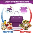 thumbnail image 4 of Purple Lunch Box for Women Insulated Lunch Bag Fits Bento Boxes, Snack and Foods, Ladies Lunch Tote Bag for Mother Mom Sister Friend Wife Her, 4 of 7
