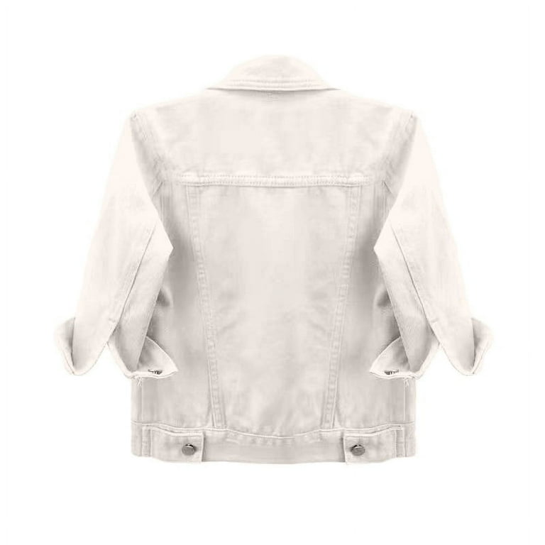 Mnjin Women's 3/4 Sleeve Cropped Denim Jacket Lightweight