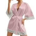 thumbnail image 6 of Breezora Women Short Kimono Robe Silky Satin Bathrobe Soft Sleepwear Lounge Wear L Size Pink, 6 of 7