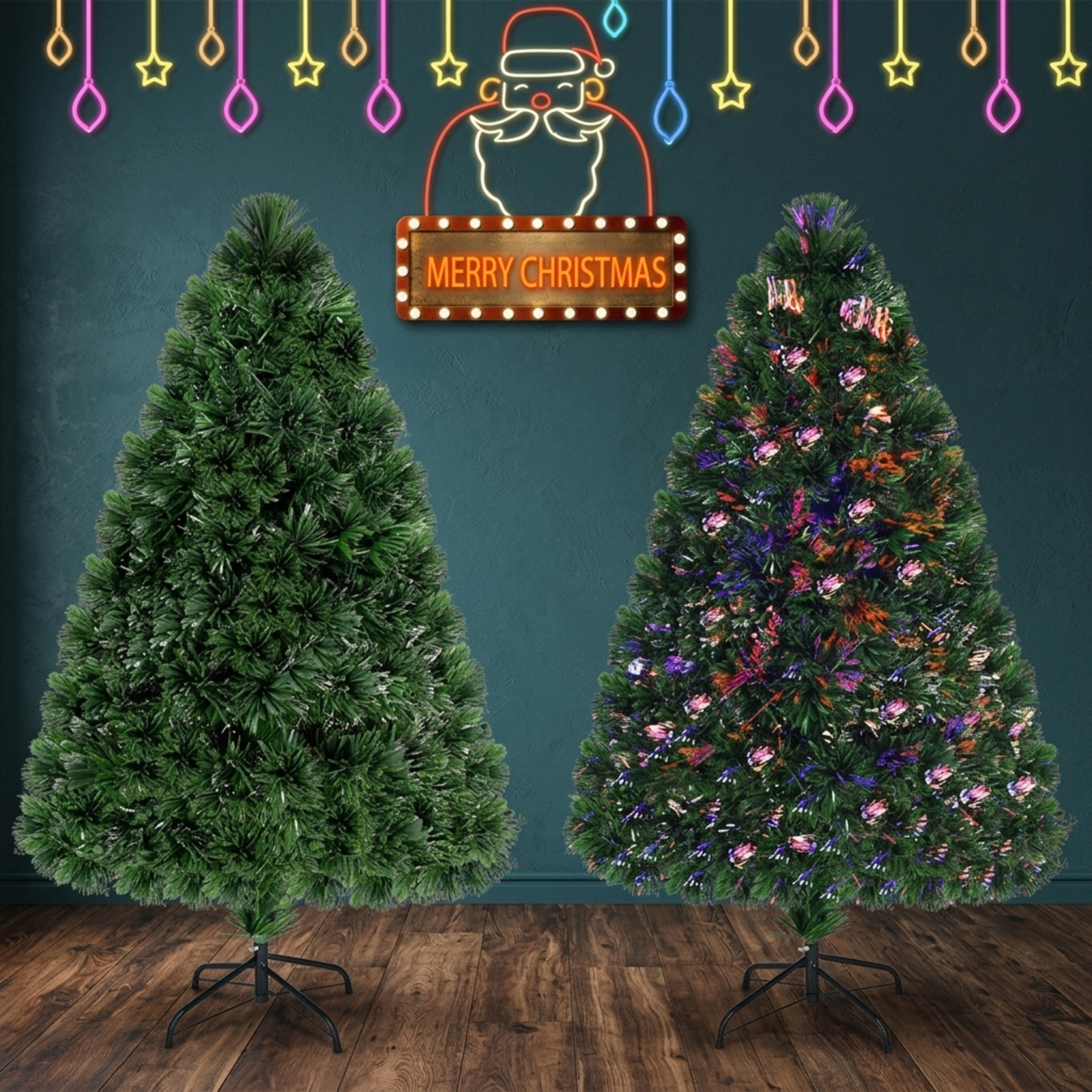 RUIE, 4 ft, Pre-Lit Artificial Christmas Tree, Small Fiber Optic Tree, 125 Branch Tips, Green, Hinged Branches for Christmas Party Living Room Decor