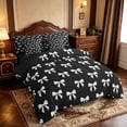thumbnail image 2 of Manfei Cute Bowtie 7pcs Queen Bedding,Ribbon Bow Bedding Comforter Set Queen,Black Reversible, 2 of 7