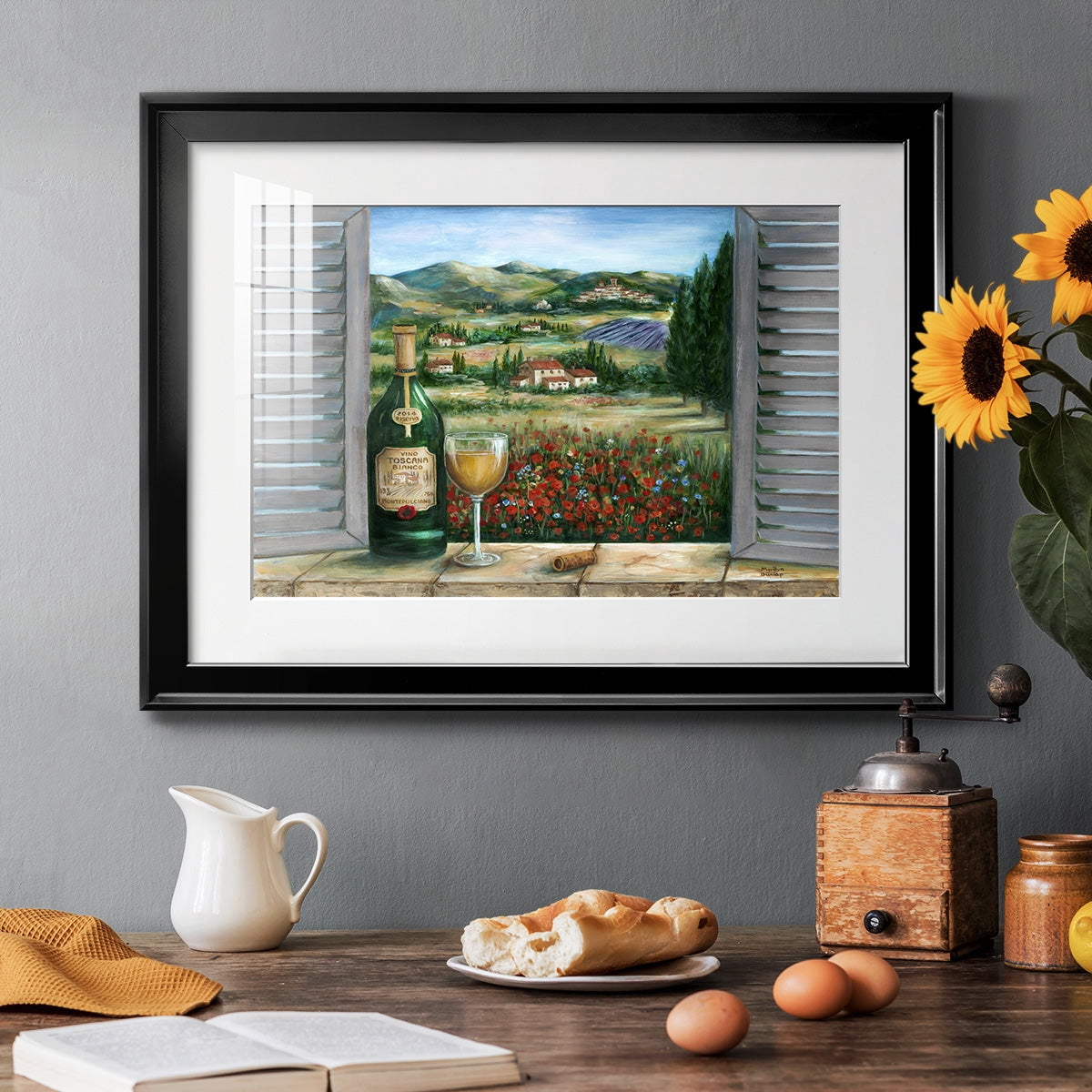 Tuscan White and Poppies Premium Framed Print - Ready to Hang