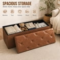 thumbnail image 5 of Nnovaroom 43 Inches Storage Ottoman Bench, Footstool with Storage for Living Room Bedroom Entryway, Load 400 lb, Synthetic Leather, Brown, 5 of 8