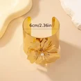 thumbnail image 3 of 1pc Golden Upper Arm Cuff Bracelet Women Girls Simple Large Flower Open Bangle Imitation Pearl Inlaid Metal Floral Wristband, 3 of 5