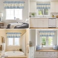thumbnail image 4 of Curtain Valance for Windows, Rural Daisy Wildflower Leaves Kitchen Valances Rod Pocket Short Curtains, Watercolor Blue Stripes Window Valance for Bedroom Bathroom Living room 56x16in, 4 of 9