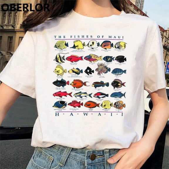 Fishes of Maui HAWAII 90s Shirt, Type Of Fish T shirt, Cute Fish Shirt, White/Sand and more special color to choose For Men, For Women, Unisex T-Shirt