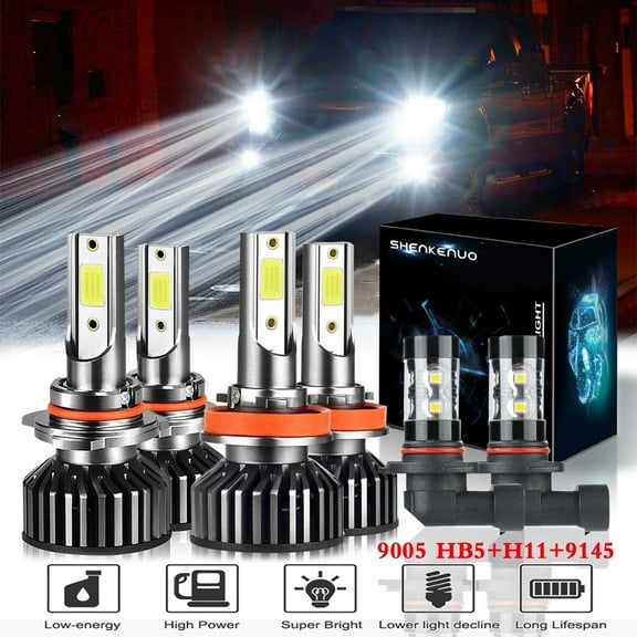 For Ford F150 2015-2020 Headlights 9005 H11 9145 LED High Beam Low Beam,6pc