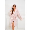 thumbnail image 4 of HEARTNICE Women Plush Short Robe, Hooded Fleece Bathrobe Fluffy Warm Cute Spa Robe,(Light Pink,2XL-3XL), 4 of 4