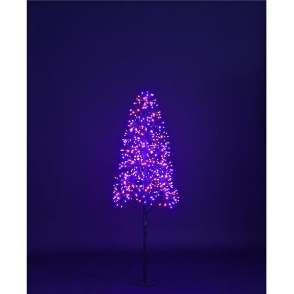 5' Purple and Orange LED Tree