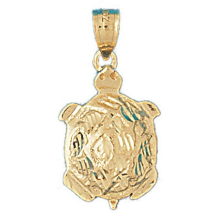 14K Yellow Gold Turtles Pendant - 30 mm