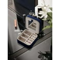 thumbnail image 6 of S.Leaf Plush Velvet Travel Jewelry Box Organizer, Travel Jewelry Case, Jewelry Travel Case for Women, Travel Jewelry Case Organizer, Small, Portable Jewelry Boxes with Mirror（Navy）, 6 of 7