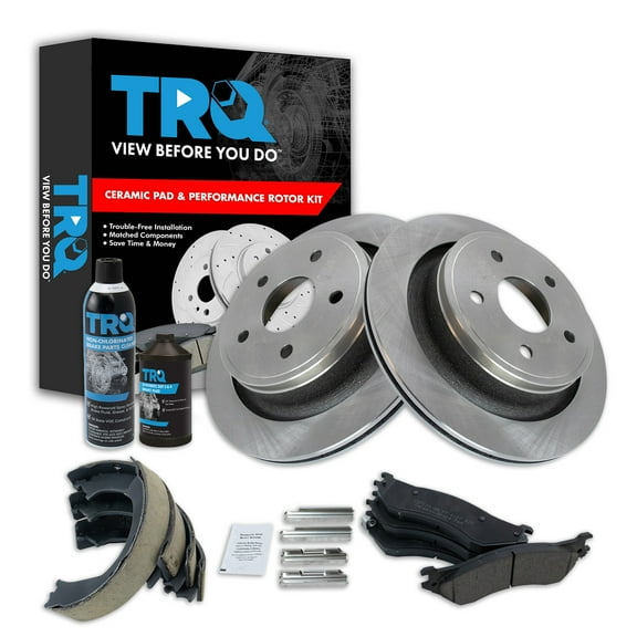 TRQ Rear Brake Pad & Rotor Kit BKA38438 Fits Select 2004-2006 Dodge Ram 1500